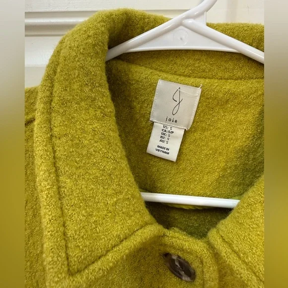 Joie Chartreuse Wool Blend Button Jacket - Picture 8 of 11